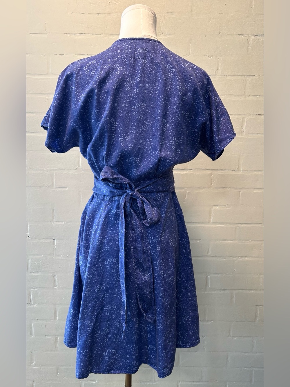 Marine Layer Camila Mini Dress Size S Blue Floral Tencel Button Front Tie Waist - Picture 8 of 11